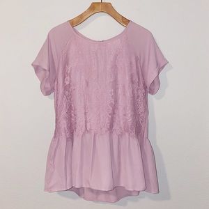 GRAYSON THREADS | LACE PEPLUM TOP | SZ L